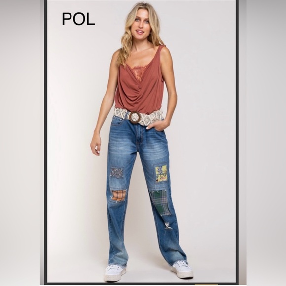 #902 POL pretty Rust Sleeveless Top w/lace inset-perfect as layer or alone! M - Picture 4 of 7